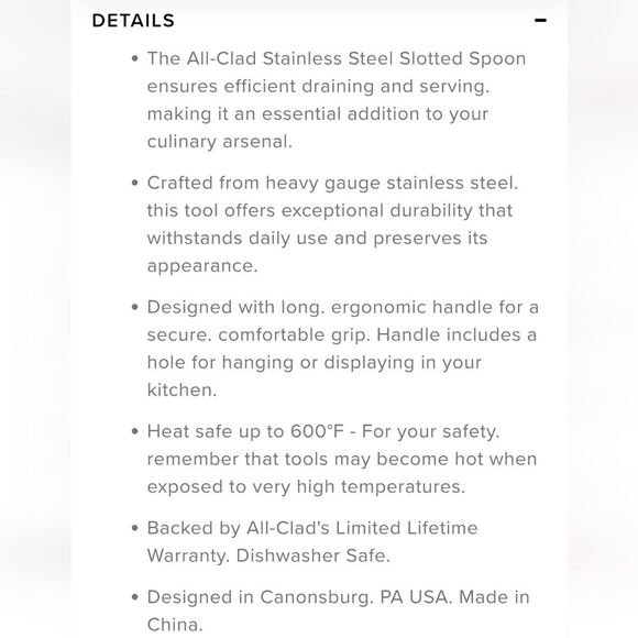 All-Clad Stainless Steel Slotted Spoon - Picture 7 of 9